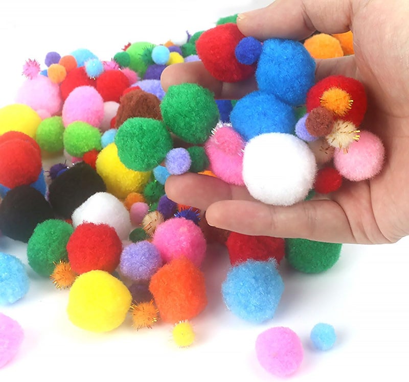 FKEYTO 500 PCS Pompoms for Crafts,Pom Poms in Bright & Bold Assorted Colors,Pompoms for Arts and Craft Making Decorations，Assorted Sizes - Image 4